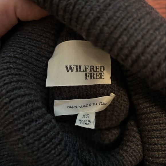 BNWOT Wilfred Free Aritzia Grey Waffle texture Wool turtleneck Sweater Dress XS - Picture 5 of 8